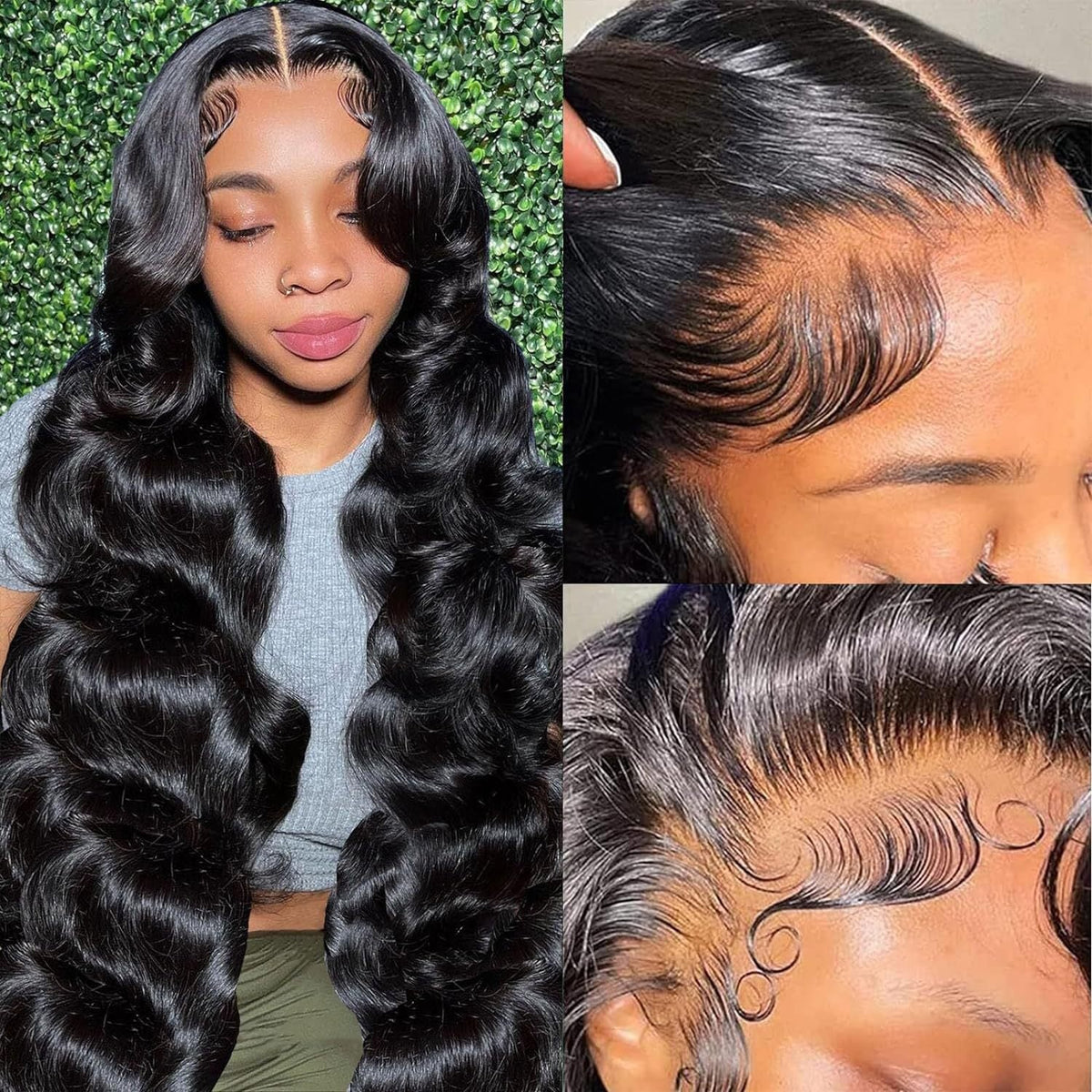 Black Medium Large Wave Full-head Wig