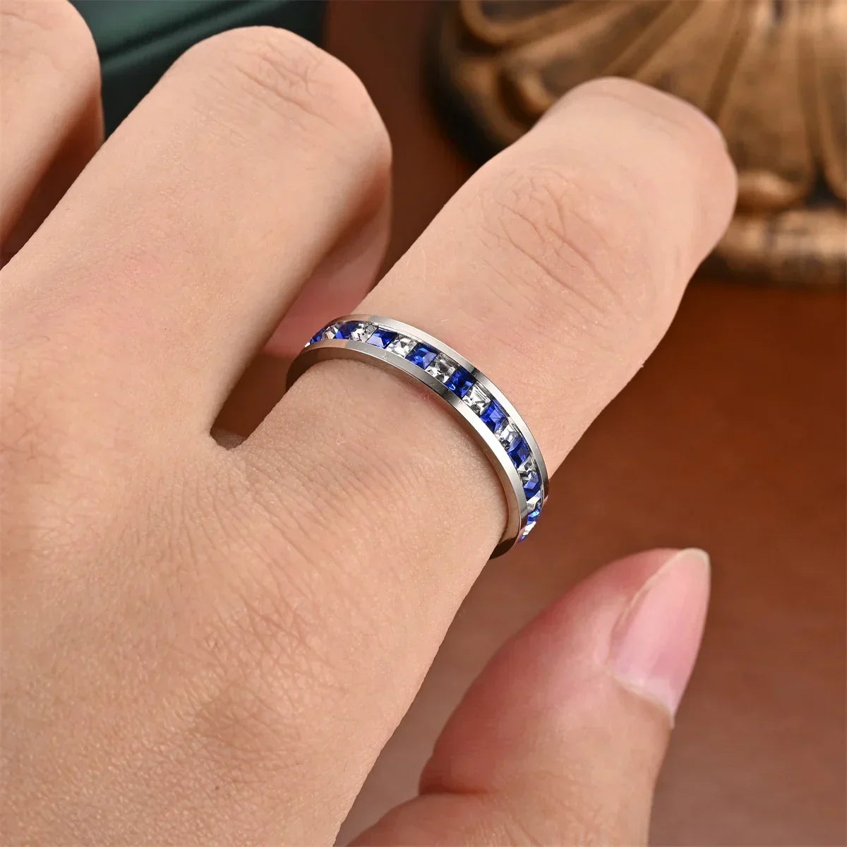 Niche Small Square Diamond Ring Diamond Full Diamond Starry Ring