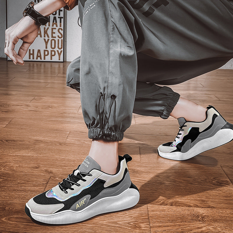 Round-toe Lace-up Low-top Single-shoe Mesh Sneakers
