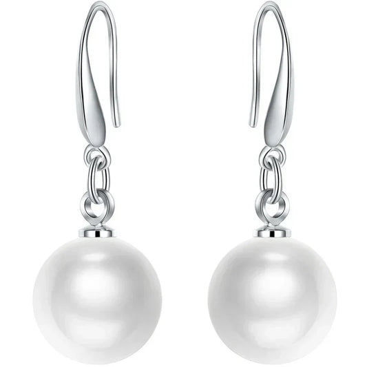 Fashionable Elegant Round Shell Pearl And Pearl Earrings