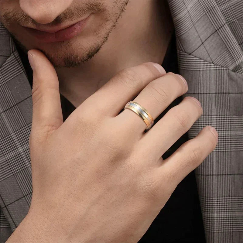 Zircon Couple Ring 18K Gold Two-tone High-end All-match