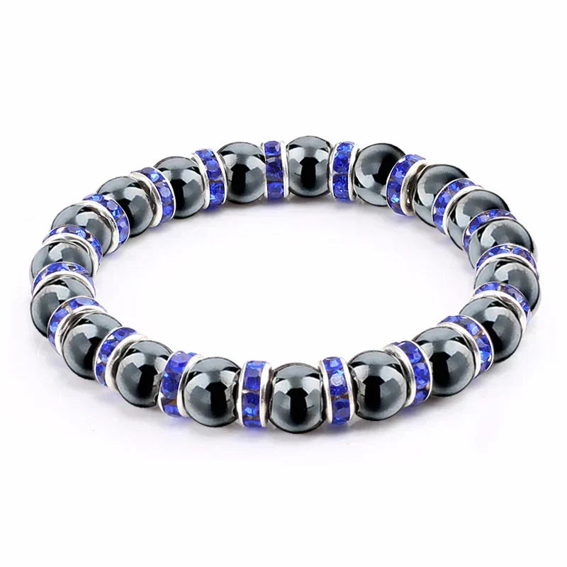 Haematite Beaded Bracelet Single Circle Couple Micro Inlay Rhinestones
