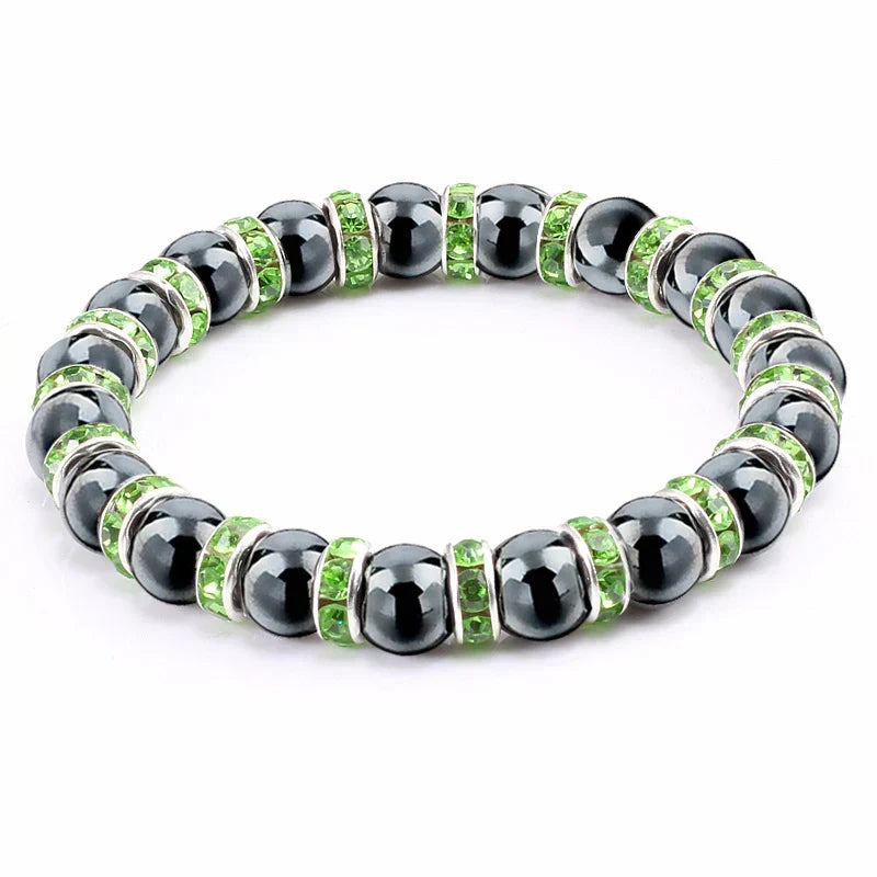 Haematite Beaded Bracelet Single Circle Couple Micro Inlay Rhinestones