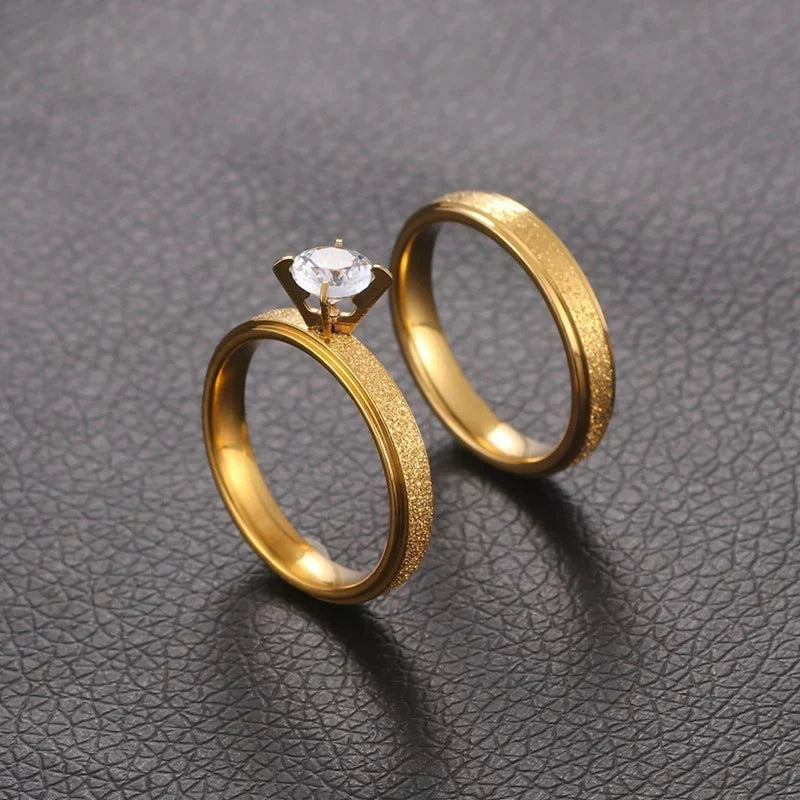 Zircon Popular Titanium Steel Diamond Frosted Ring