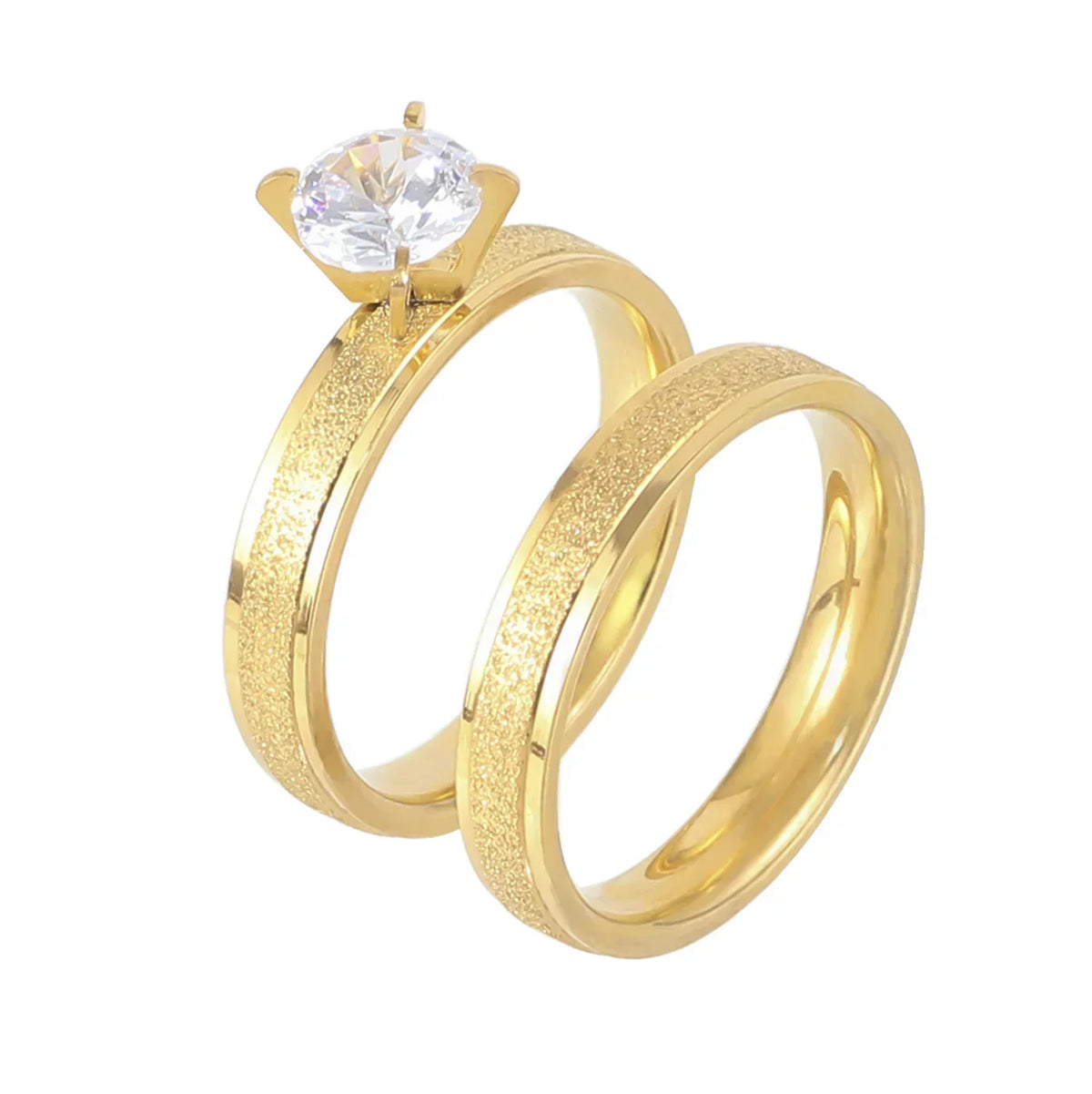 Zircon Popular Titanium Steel Diamond Frosted Ring