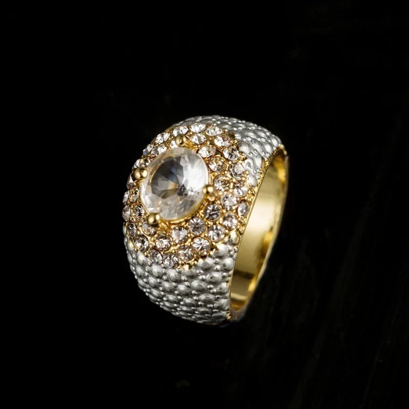 Gold-plated Square European And American Gemstone Ring