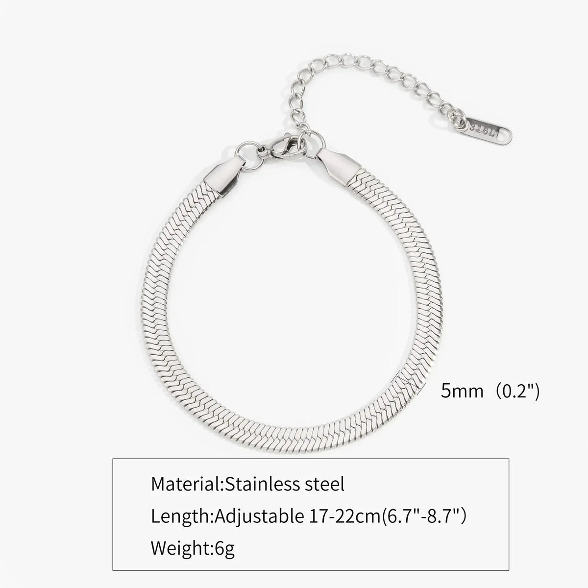 Simple Steel Peptide 18K Gold Plating Chain Like Flat Snake Bracelet