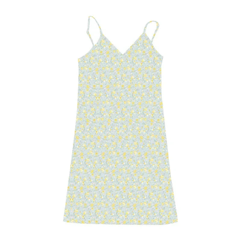 Women's Pure Desire Retro Print V-neck Suspender Dress