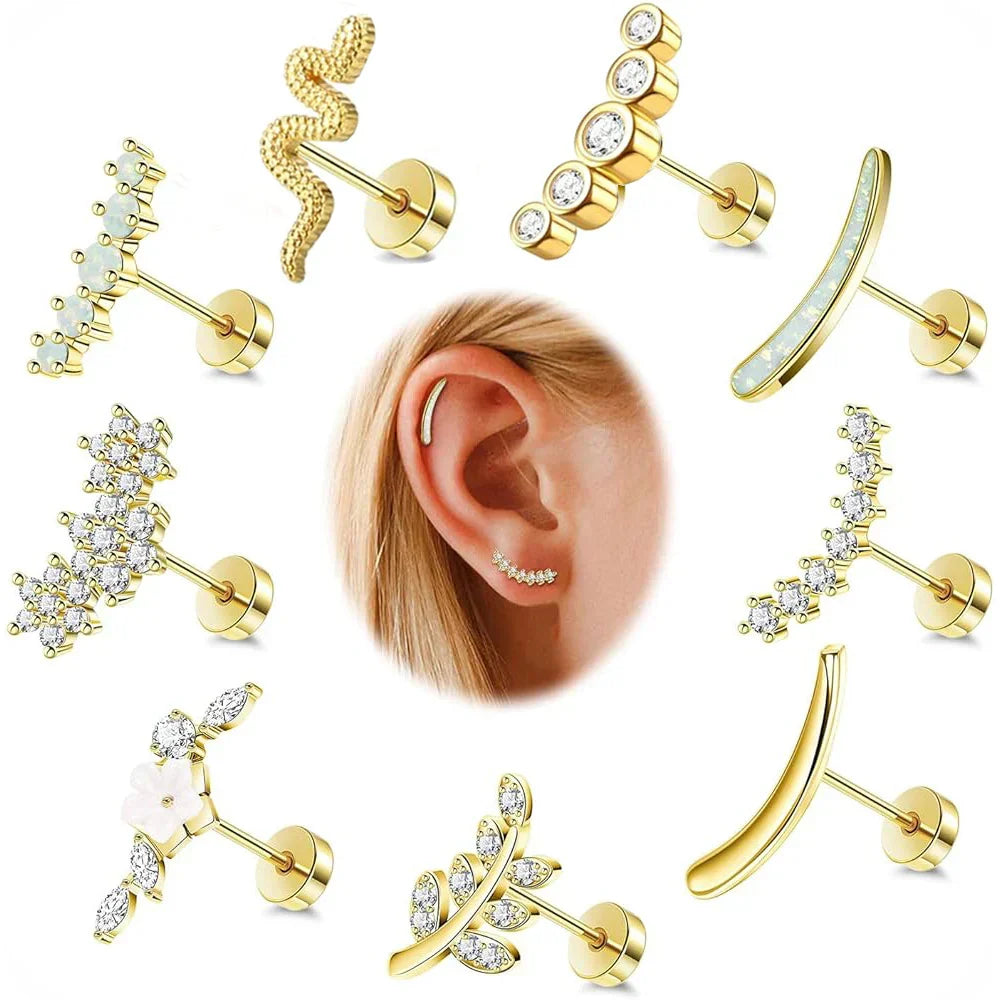 Screw Screw Round Piece Ear Studs Stainless Steel Electroplating Ear Ear Bone Pin