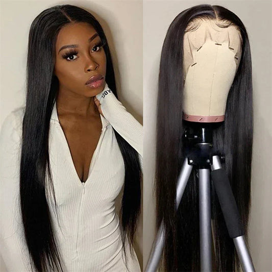 Black Long Straight Center Point Natural And Lifelike Headgear