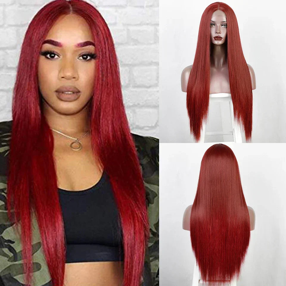Black Long Straight Center Point Natural And Lifelike Headgear