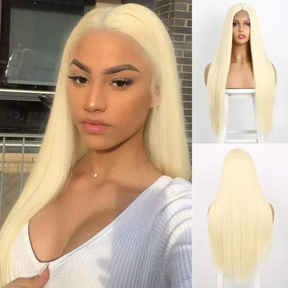 Black Long Straight Center Point Natural And Lifelike Headgear