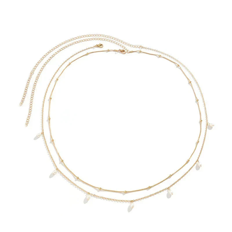 Women's Fashion Round Beads Chain Double-layer Waist Chain