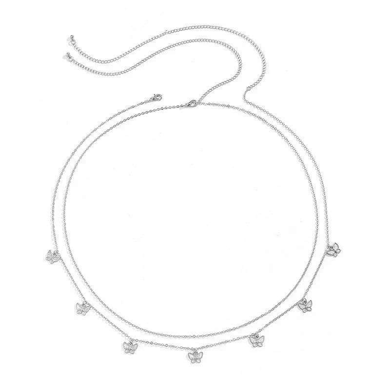 Women's Fashion Round Beads Chain Double-layer Waist Chain