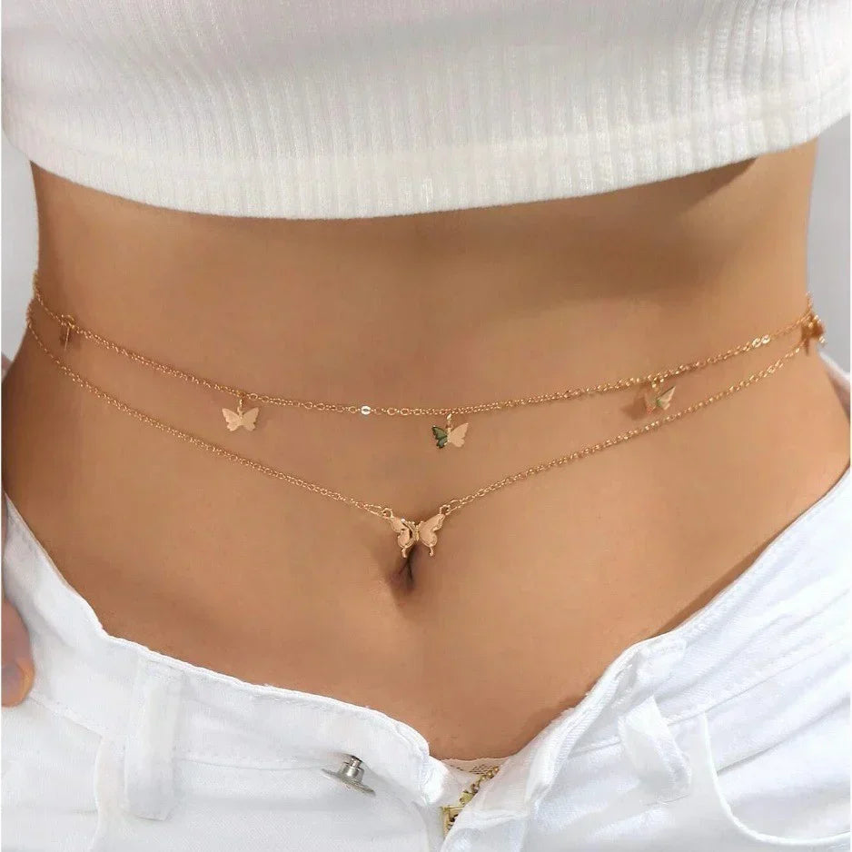 Women's Fashion Round Beads Chain Double-layer Waist Chain