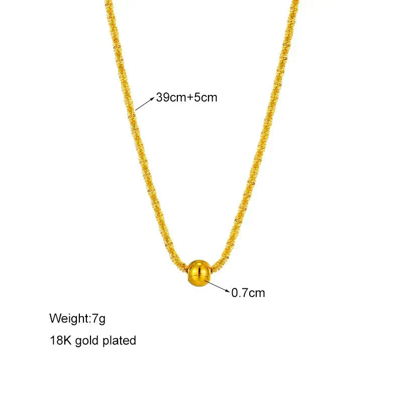 Metal Round Beads Thread Wave Necklace