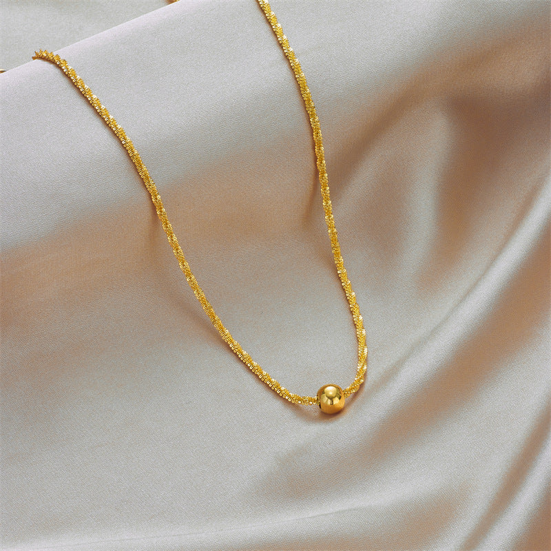 Metal Round Beads Thread Wave Necklace