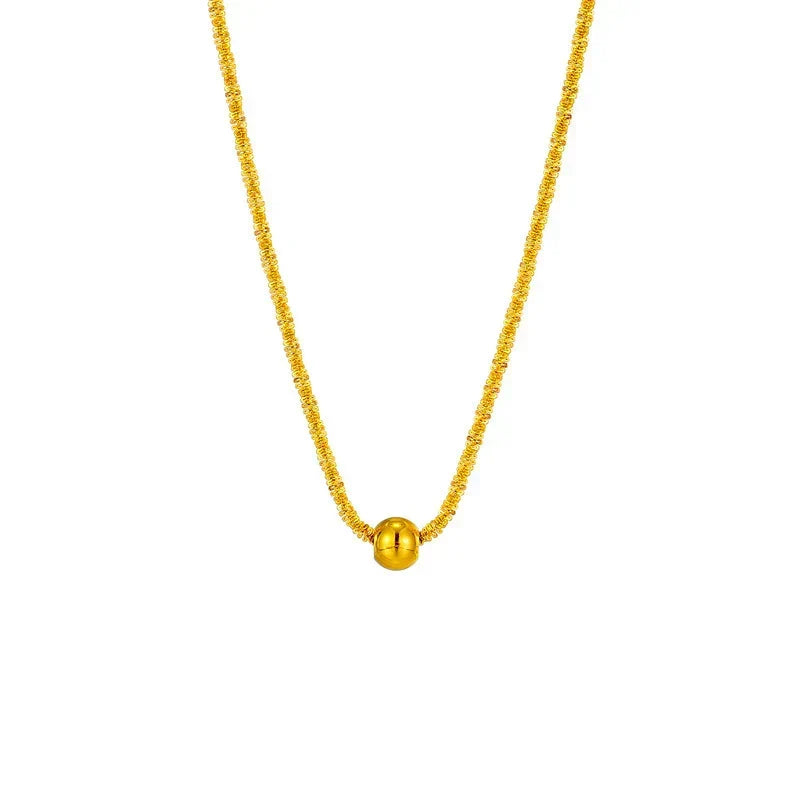 Metal Round Beads Thread Wave Necklace