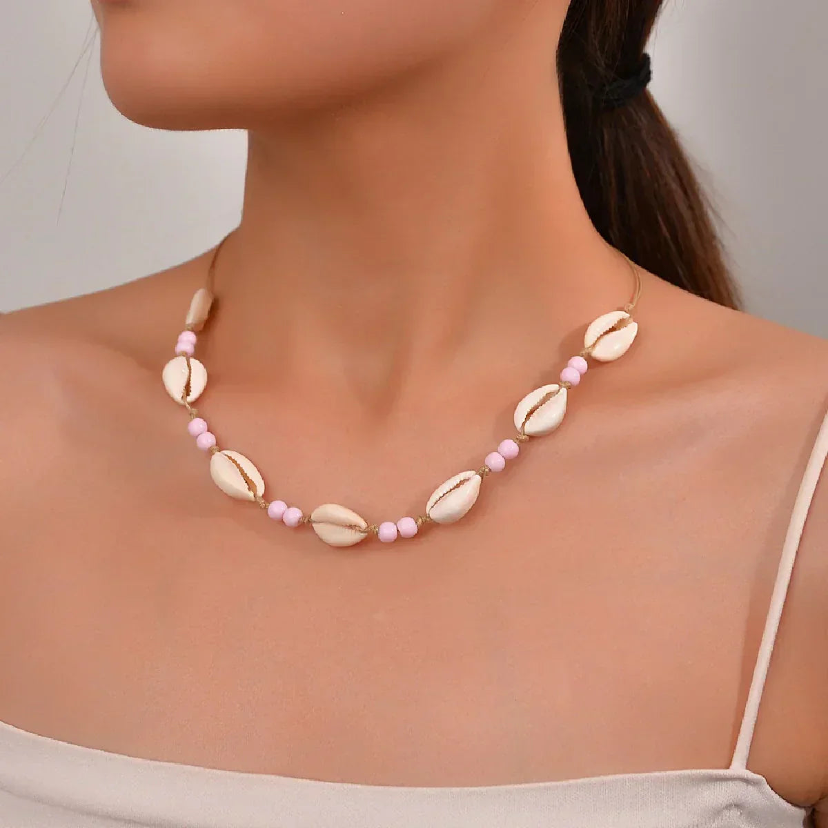 Personalized Shell Bead Hand-knit Necklace