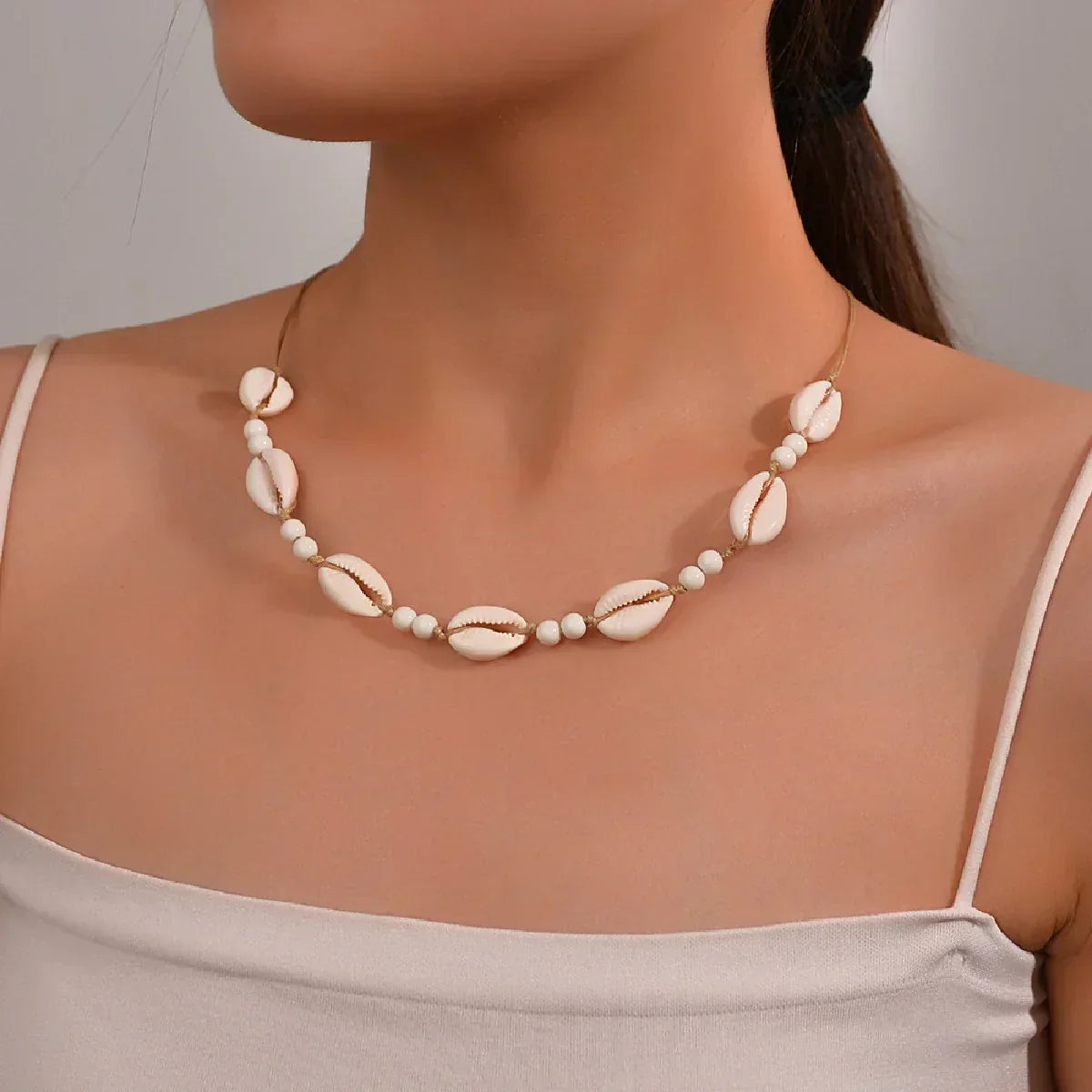 Personalized Shell Bead Hand-knit Necklace