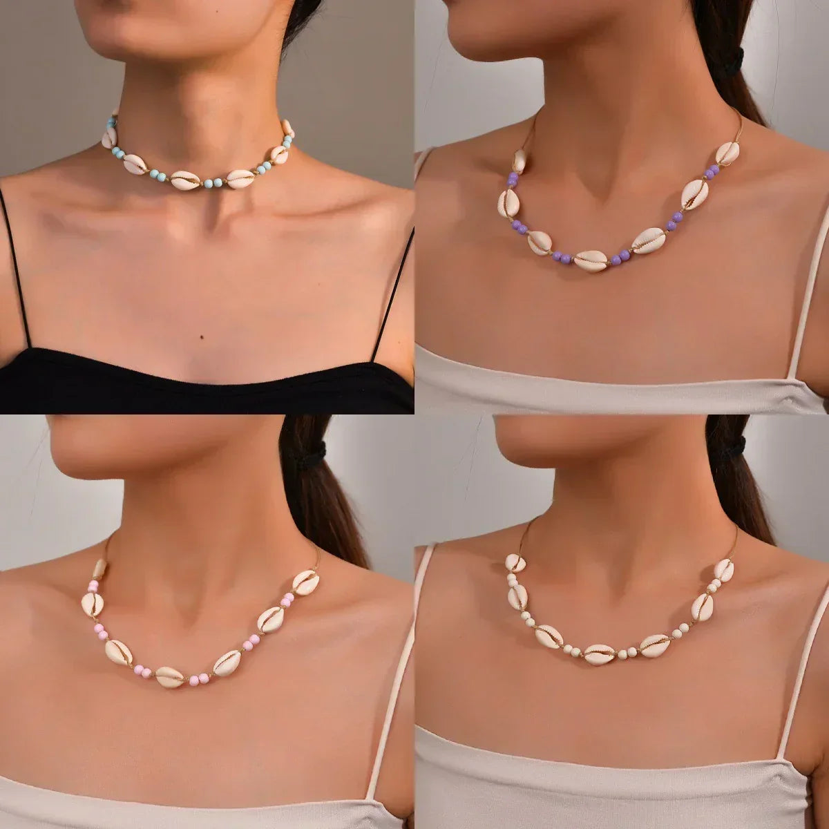 Personalized Shell Bead Hand-knit Necklace