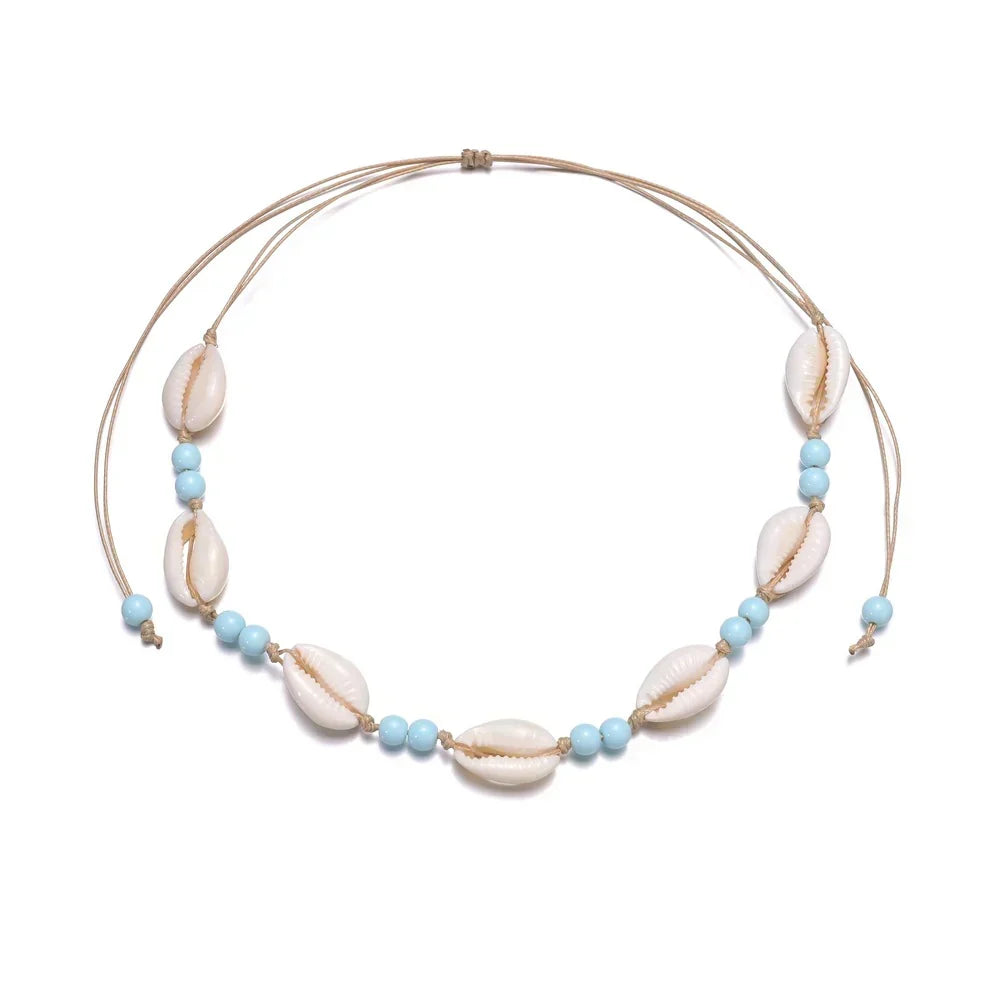 Personalized Shell Bead Hand-knit Necklace