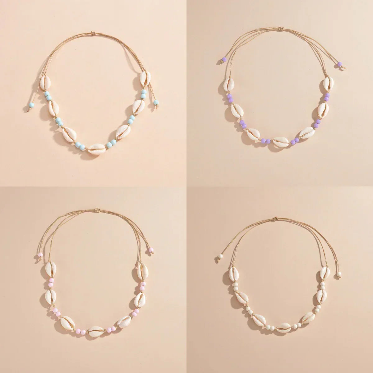 Personalized Shell Bead Hand-knit Necklace