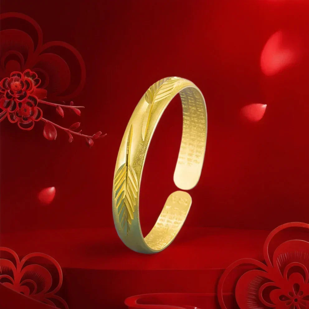 Yiye Rich Woman Gold-plated Open Heart Sutra Bracelet